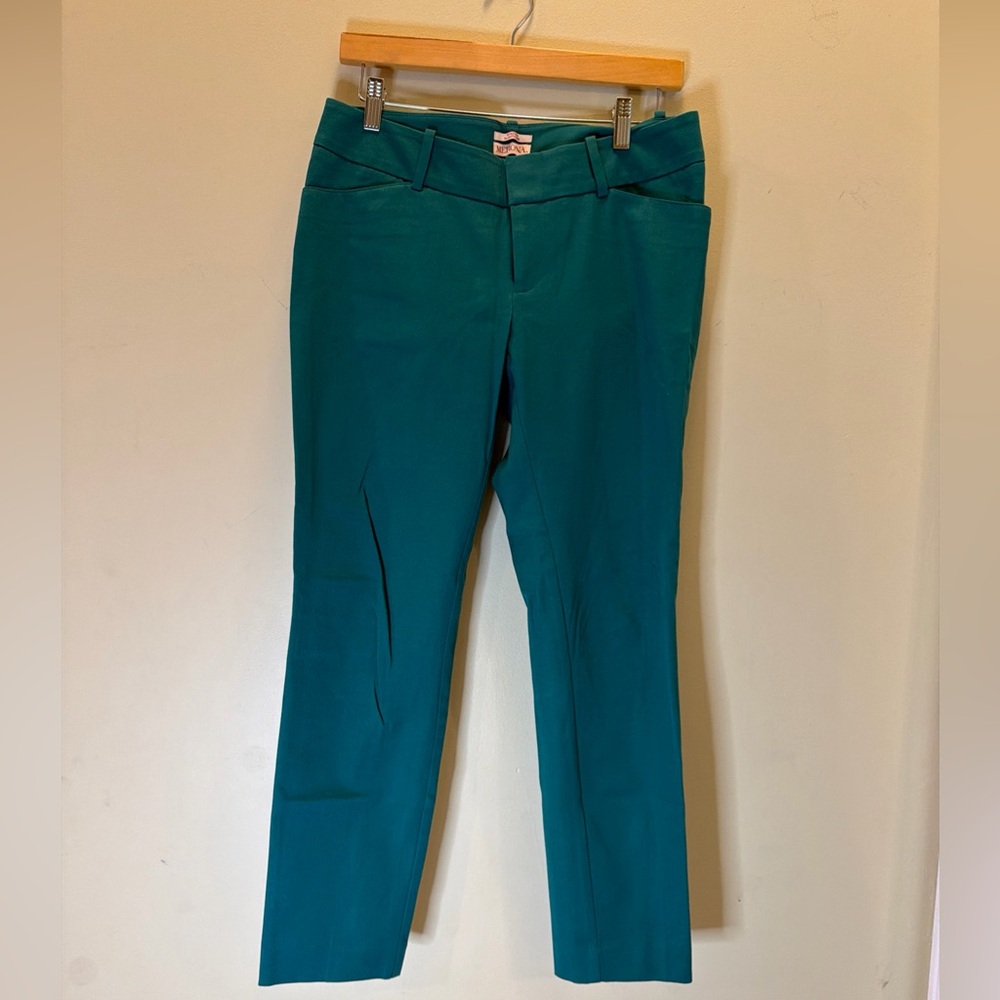 Merona Women’s Flat Front Ankle Pants Teal Career Work Office Size 6